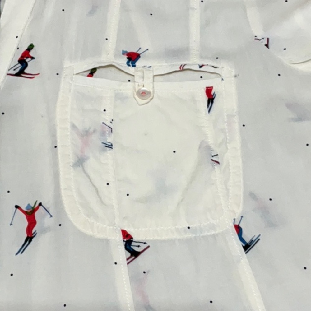 ANTHROPOLOGIE Maeve Conversationalist Aprés Ski Blouse 10 20” P2P Cream EUC - Picture 4 of 9